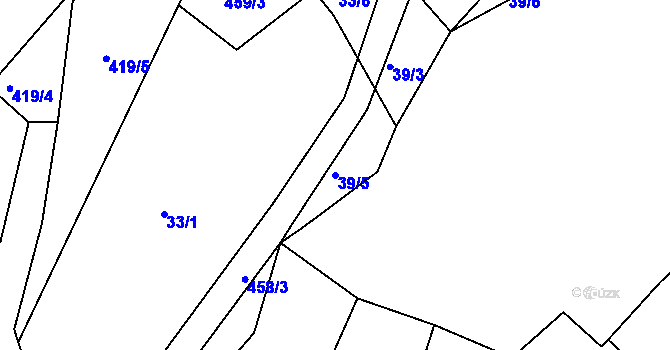 Parcela st. 39/5 v KÚ Plhov, Katastrální mapa