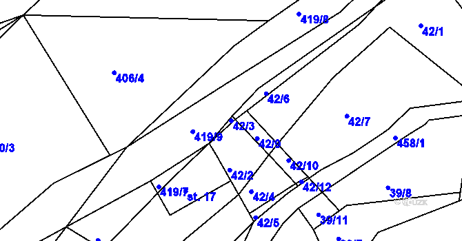 Parcela st. 42/3 v KÚ Plhov, Katastrální mapa