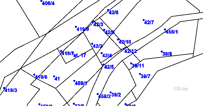 Parcela st. 42/4 v KÚ Plhov, Katastrální mapa