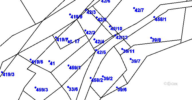 Parcela st. 42/5 v KÚ Plhov, Katastrální mapa