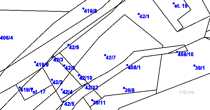 Parcela st. 42/7 v KÚ Plhov, Katastrální mapa