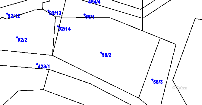 Parcela st. 58/2 v KÚ Plhov, Katastrální mapa