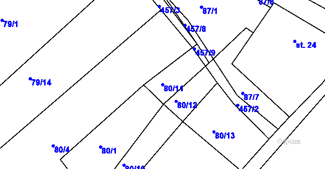 Parcela st. 80/11 v KÚ Plhov, Katastrální mapa