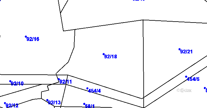 Parcela st. 92/18 v KÚ Plhov, Katastrální mapa