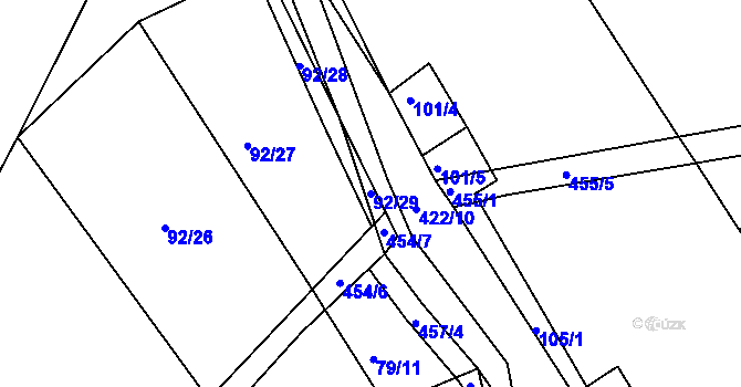 Parcela st. 92/29 v KÚ Plhov, Katastrální mapa