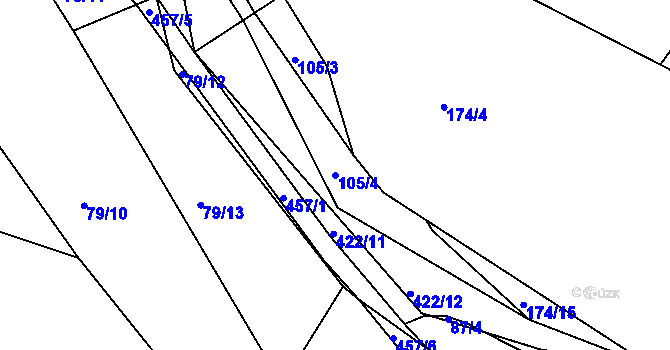 Parcela st. 105/4 v KÚ Plhov, Katastrální mapa