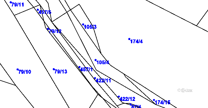 Parcela st. 105/5 v KÚ Plhov, Katastrální mapa