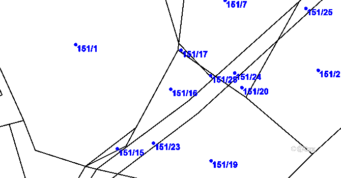 Parcela st. 151/16 v KÚ Plhov, Katastrální mapa