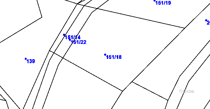 Parcela st. 151/18 v KÚ Plhov, Katastrální mapa