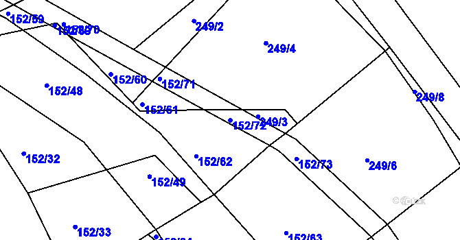 Parcela st. 152/72 v KÚ Plhov, Katastrální mapa