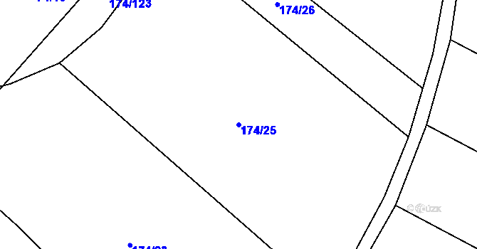 Parcela st. 174/25 v KÚ Plhov, Katastrální mapa