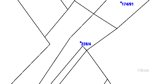 Parcela st. 228/4 v KÚ Plhov, Katastrální mapa