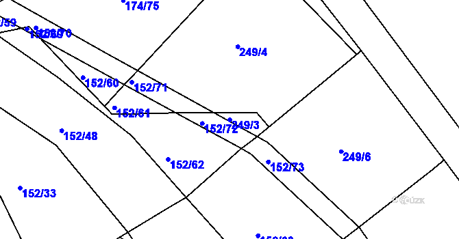 Parcela st. 249/3 v KÚ Plhov, Katastrální mapa