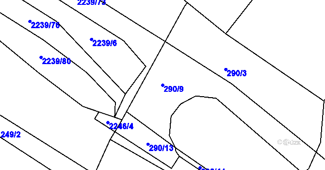 Parcela st. 290/9 v KÚ Plhov, Katastrální mapa