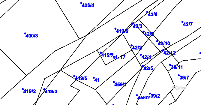 Parcela st. 419/7 v KÚ Plhov, Katastrální mapa