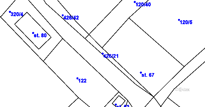 Parcela st. 426/21 v KÚ Plhov, Katastrální mapa