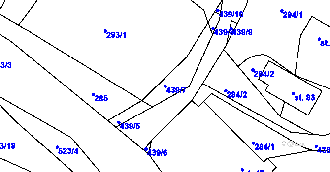 Parcela st. 439/7 v KÚ Plhov, Katastrální mapa