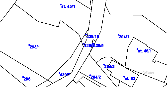 Parcela st. 439/8 v KÚ Plhov, Katastrální mapa
