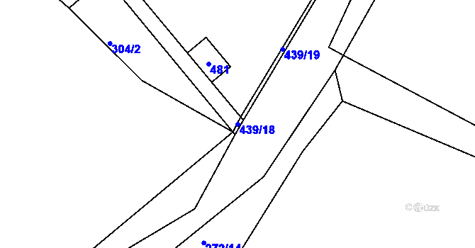 Parcela st. 439/18 v KÚ Plhov, Katastrální mapa