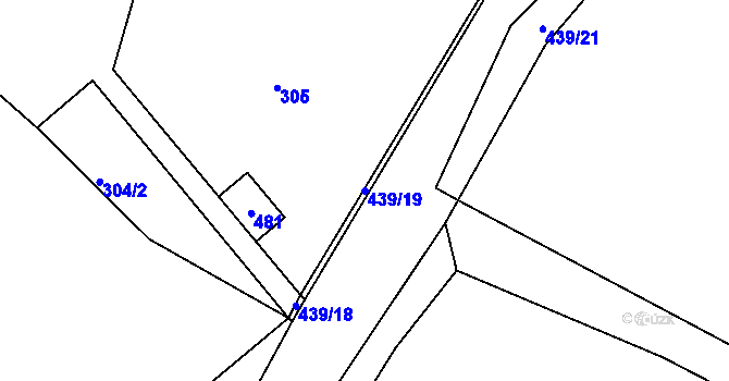 Parcela st. 439/19 v KÚ Plhov, Katastrální mapa