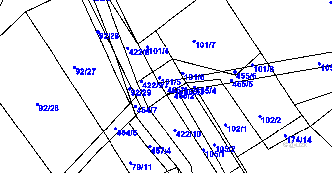 Parcela st. 455/1 v KÚ Plhov, Katastrální mapa