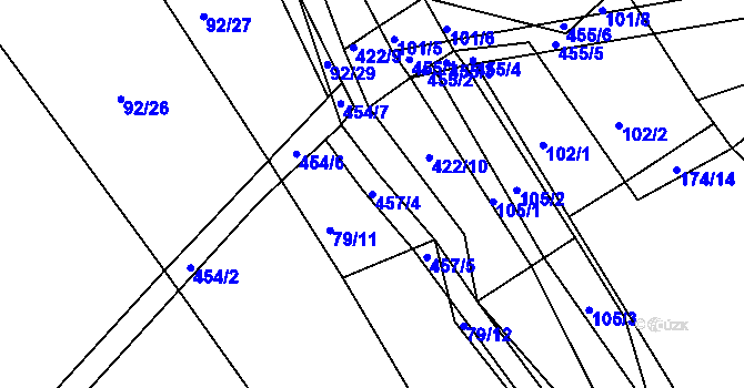 Parcela st. 457/4 v KÚ Plhov, Katastrální mapa