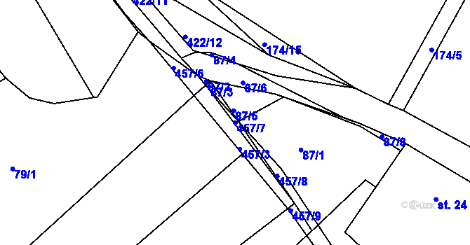 Parcela st. 457/7 v KÚ Plhov, Katastrální mapa