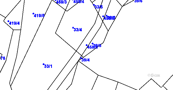 Parcela st. 458/5 v KÚ Plhov, Katastrální mapa