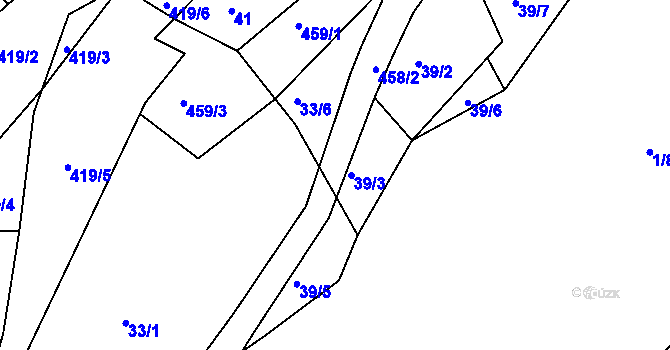 Parcela st. 458/6 v KÚ Plhov, Katastrální mapa