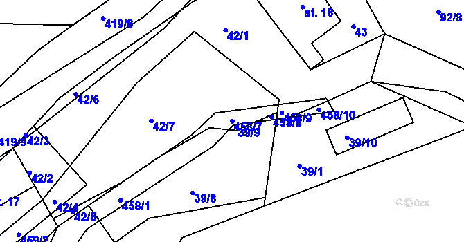 Parcela st. 458/7 v KÚ Plhov, Katastrální mapa