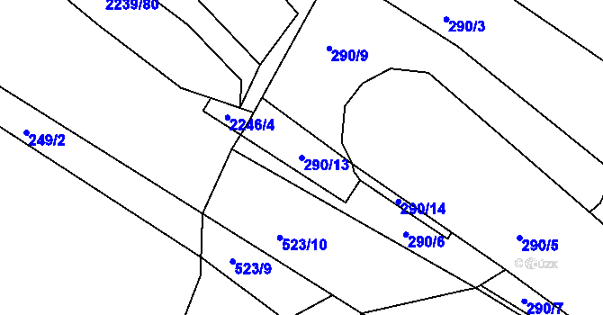 Parcela st. 290/13 v KÚ Plhov, Katastrální mapa