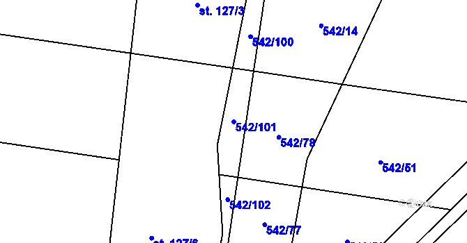 Parcela st. 542/101 v KÚ Plchov, Katastrální mapa