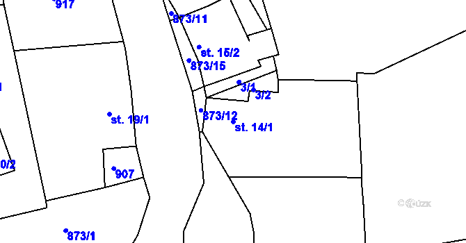 Parcela st. 14/1 v KÚ Plchov, Katastrální mapa