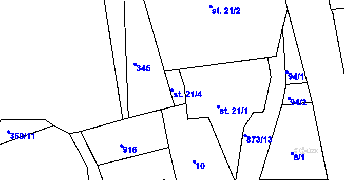 Parcela st. 21/4 v KÚ Plchov, Katastrální mapa