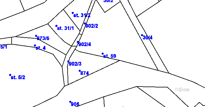 Parcela st. 59 v KÚ Plchov, Katastrální mapa
