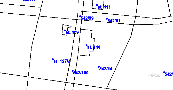 Parcela st. 110 v KÚ Plchov, Katastrální mapa