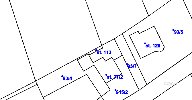 Parcela st. 113 v KÚ Plchov, Katastrální mapa