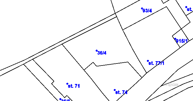 Parcela st. 36/4 v KÚ Plchov, Katastrální mapa