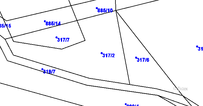 Parcela st. 317/2 v KÚ Plchov, Katastrální mapa