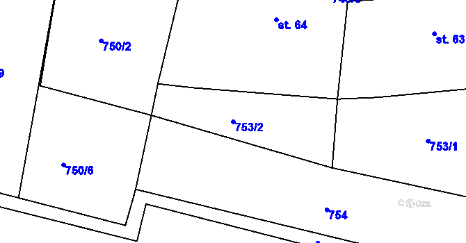 Parcela st. 753/2 v KÚ Plchov, Katastrální mapa