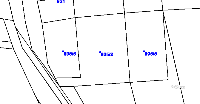 Parcela st. 805/8 v KÚ Plchov, Katastrální mapa