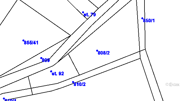 Parcela st. 808/2 v KÚ Plchov, Katastrální mapa