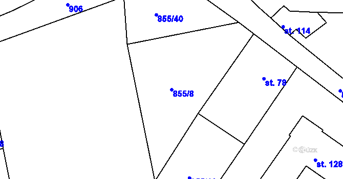 Parcela st. 855/8 v KÚ Plchov, Katastrální mapa