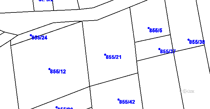 Parcela st. 855/21 v KÚ Plchov, Katastrální mapa
