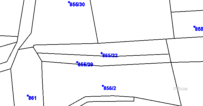 Parcela st. 855/22 v KÚ Plchov, Katastrální mapa