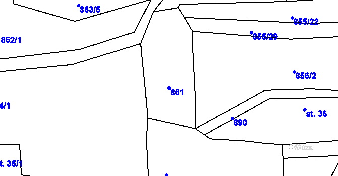 Parcela st. 861 v KÚ Plchov, Katastrální mapa