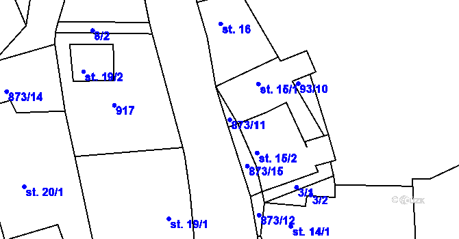 Parcela st. 873/11 v KÚ Plchov, Katastrální mapa