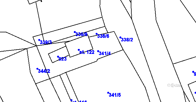 Parcela st. 341/4 v KÚ Plchov, Katastrální mapa
