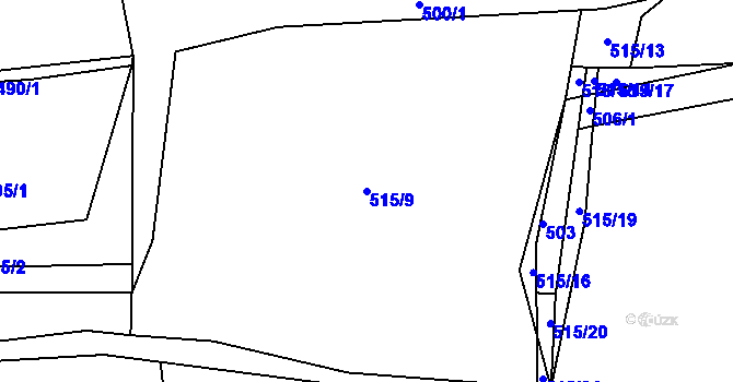 Parcela st. 515/9 v KÚ Plchov, Katastrální mapa