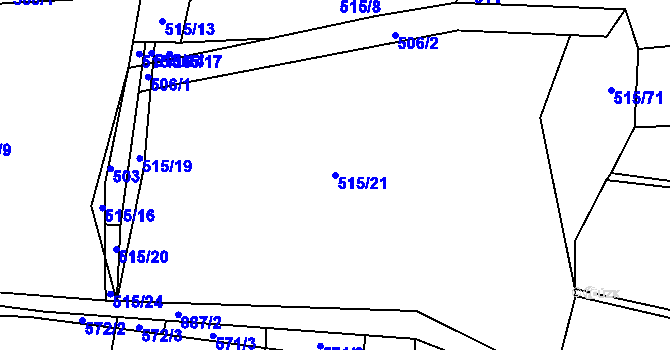 Parcela st. 515/21 v KÚ Plchov, Katastrální mapa